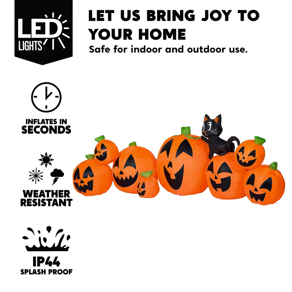 Joyfy 10 Ft Tall Halloween Inflatables Pumpkin,Giant Pumpki Blow Up Decor with Built-in LED Lights,Outdoor Decorations for Yard,Lawn,Garden