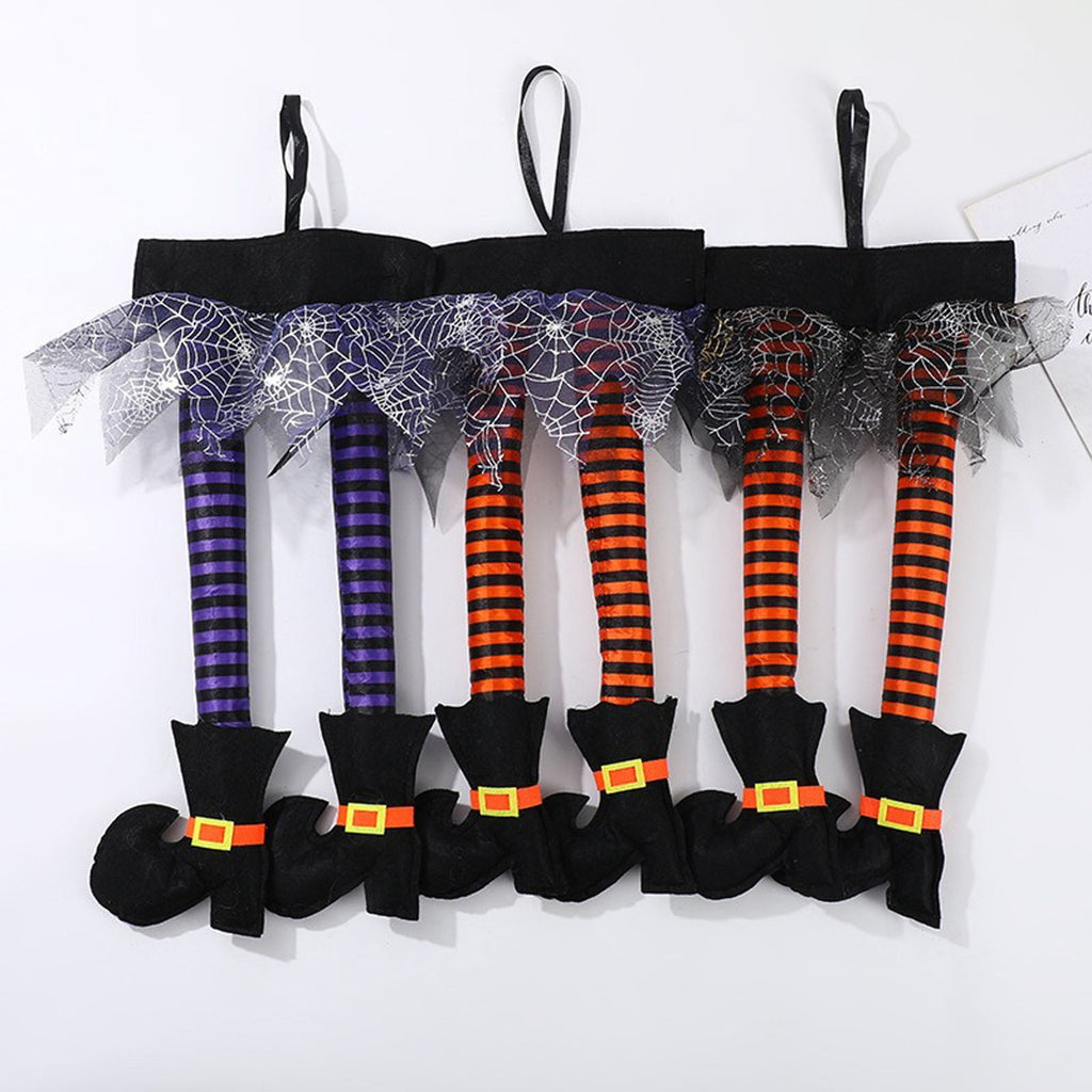 Fnochy Halloween Witch'S Legs For Wreath Plush Stuffed Witch Legs With Shoes Sticking Out Of Window Door Car Auto Trunk Outdoor Wicked Novelty Hanging Witch Legs Car Trunk Yard Decorations Clearance