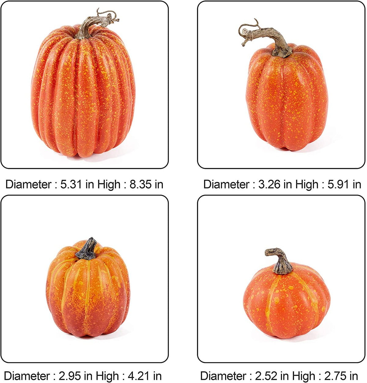 7 Pcs Assorted Size Artificial Pumpkin Set, Realistic Foam Pumpkin Decorations for Halloween Fall Harvest Decor, Thanksgiving Table Decor Centerpiece, Farmhouse Seasonal Home Decor and Party Display