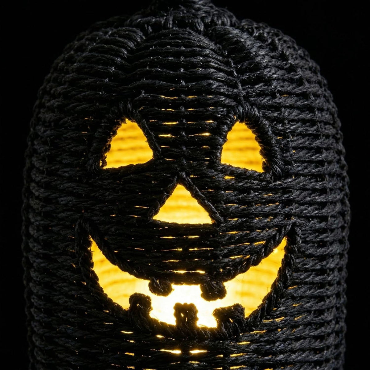 Halloween Woven Seagrass Pumpkin for Spooky Halloween Candy Storage and Home Decor, Black Handcrafted Witch Hat Woven Seagrass Lantern for LED Candy（B）