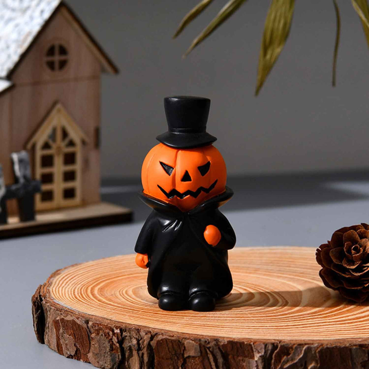 3 Pcs Miniature Halloween Pumpkin Witch Figurines Cute Resin Pumpkin Halloween Table Decor Devil Witch Pumpkin Decor Halloween Figurines Halloween Fairy Garden Accessories for Home Indoor Decor