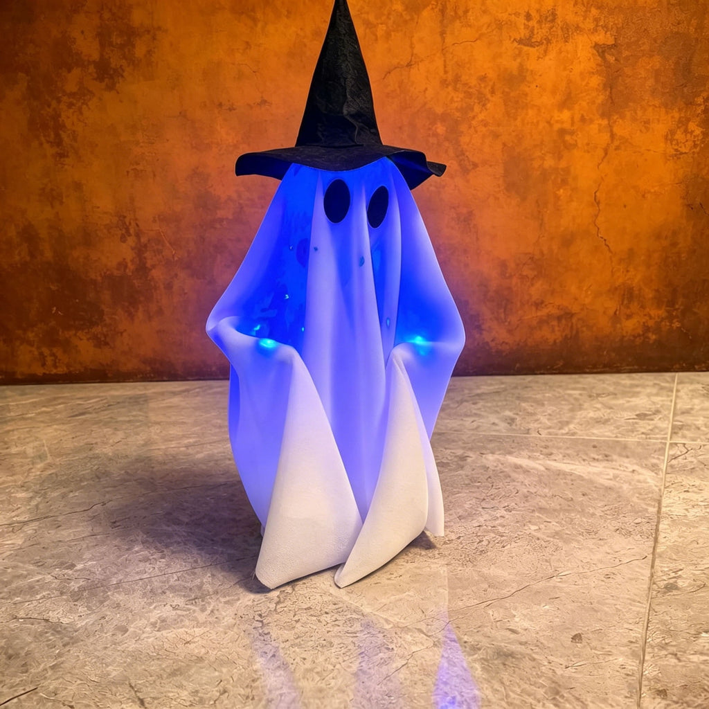 Fall Decorations for Home, 7.9in Lighted Halloween Scarecrow Dog Figurine, Resin Thanksgiving Halloween Garden Dogs Figurines for Autumn Harvest Porch Yard Garden Decor