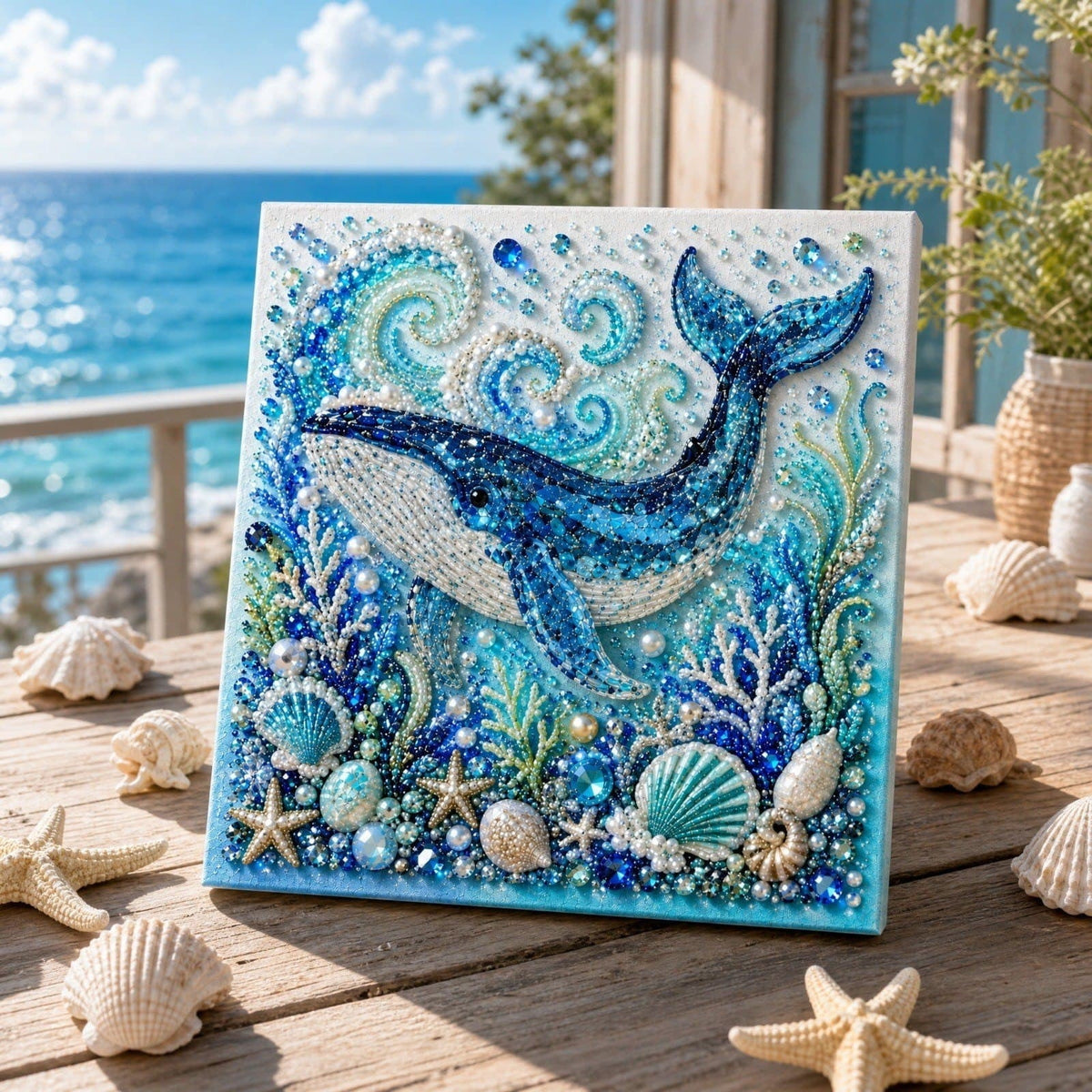 JWZZYD DIY Christmas Pearl Painting Art Kit with Frame, 9.8" Christmas Pearl Beads Art Craft Set, Gemstone Dots Beads for Holiday Christmas Wall Decor, Decoration Gift(Reindeer)