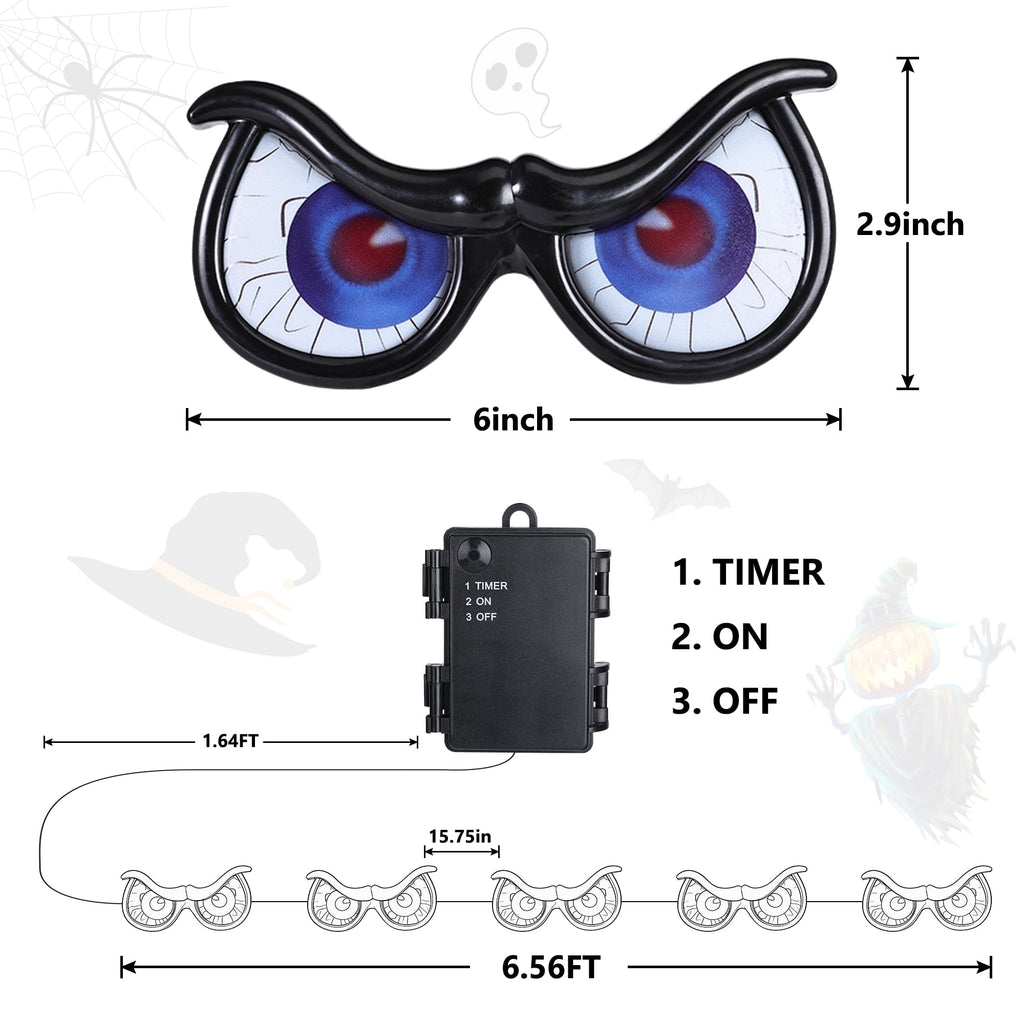 Ceevoo Halloween LED Spooky Eyes Lights, 5 Pairs Flashing Glowing Eye String Lights, Waterproof Halloween Decorations for Indoor Outdoor Yard Party