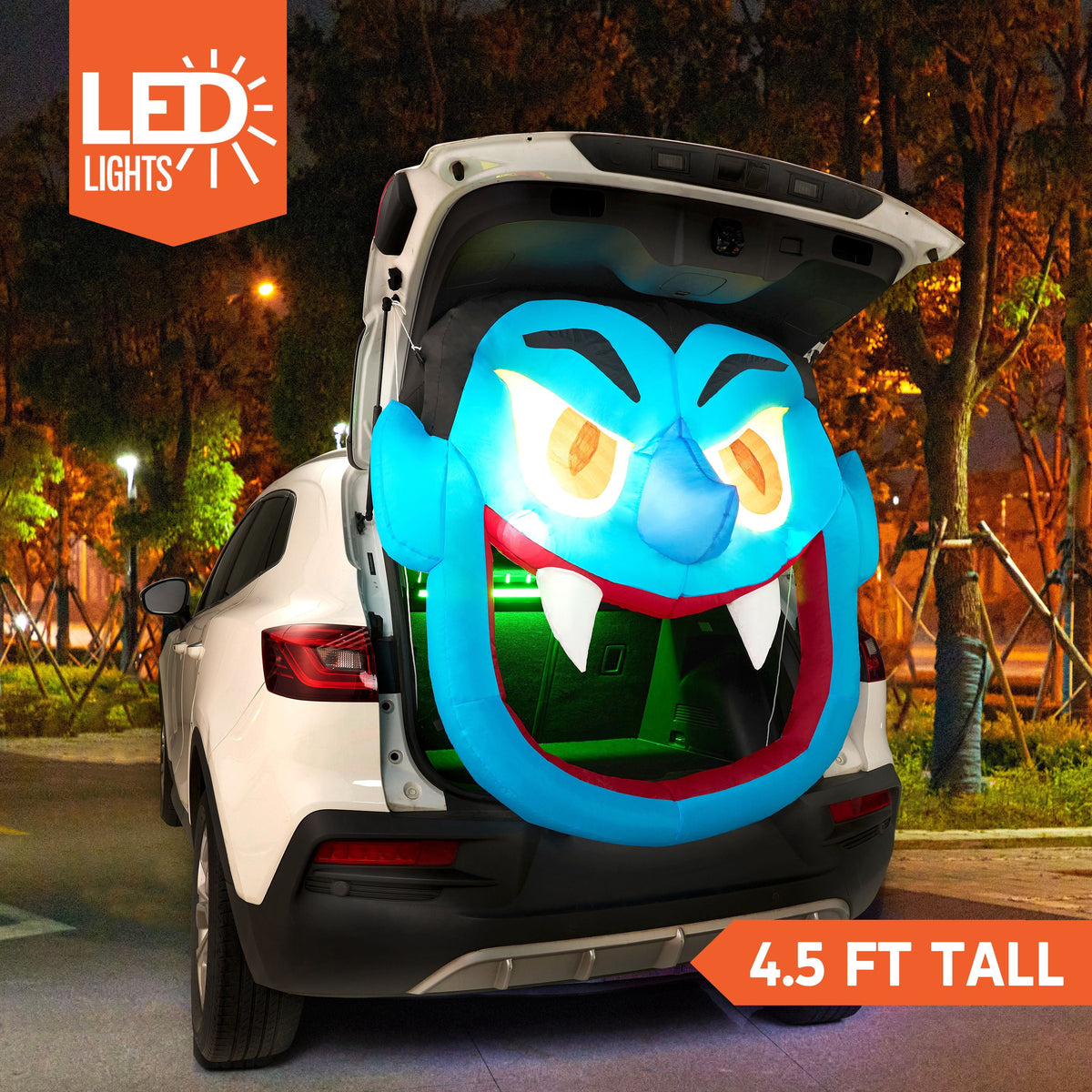 Joyfy 5 FT Halloween Inflatable Ghost Decoration with Colorful LEDs,Trunk or Treat Car Decorations Kit Ghost Trio with Built-in LED Light for Halloween Party Indoor,Outdoor,Yard,Garden Decor
