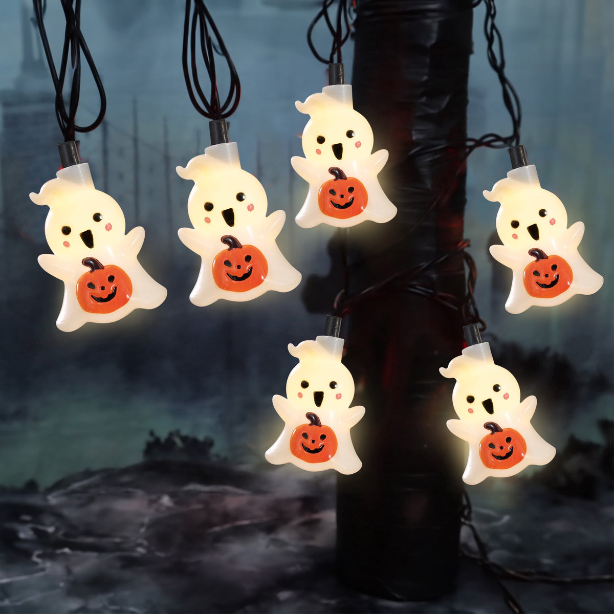 Indoor/Outdoor 10-Count LED Pumpkin String Lights, Warm White, 6.5', Halloween by Way To Celebrate