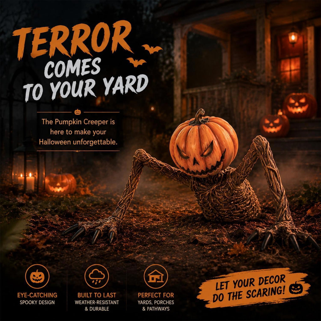 Halloween Pumpkin Decorations, Pumpkin Head Groundbreaker with Outstretched Arms, Scary Halloween Decor for Garage Door, Yard, Patio, Porch,Scary Outdoor Halloween Decorations for Yard