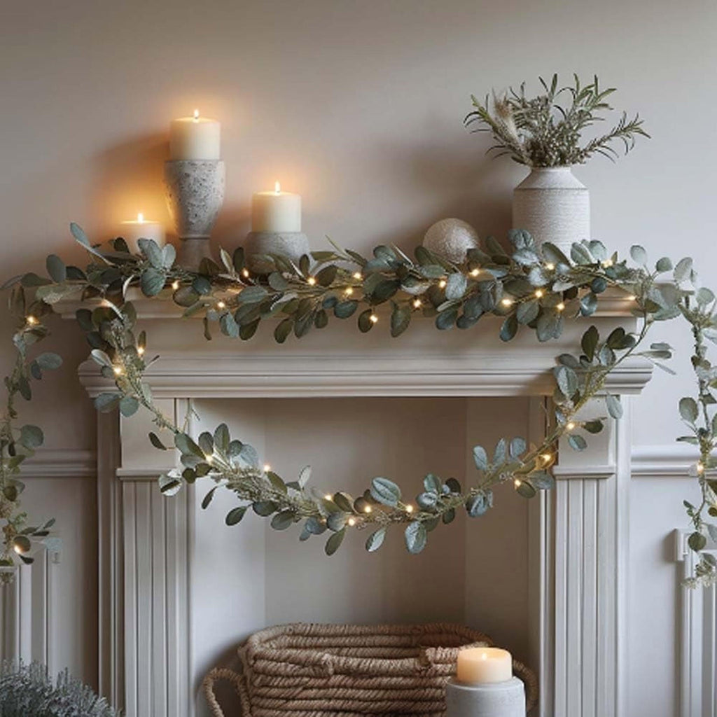 yulier Artificial Garland 70.86 inch Spring Garland with Flowers, Faux Vines Floral Hanging Garland for Holiday Wedding Spring Home Party Window Door Fireplace Table Indoor Outdoor Decor