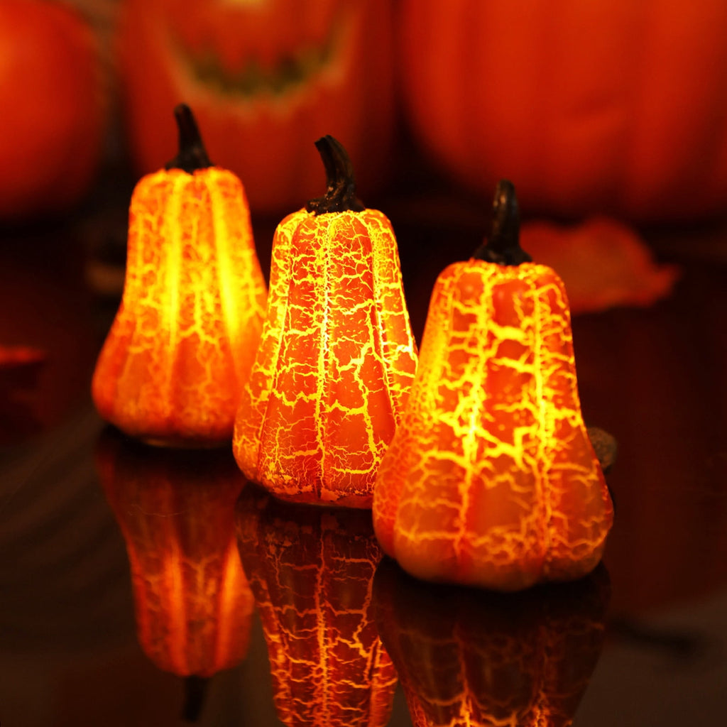 Taicans Glass LED Pumpkins Light with Timer for Halloween Pumpkin Decorations Fall and Thanksgiving Decor