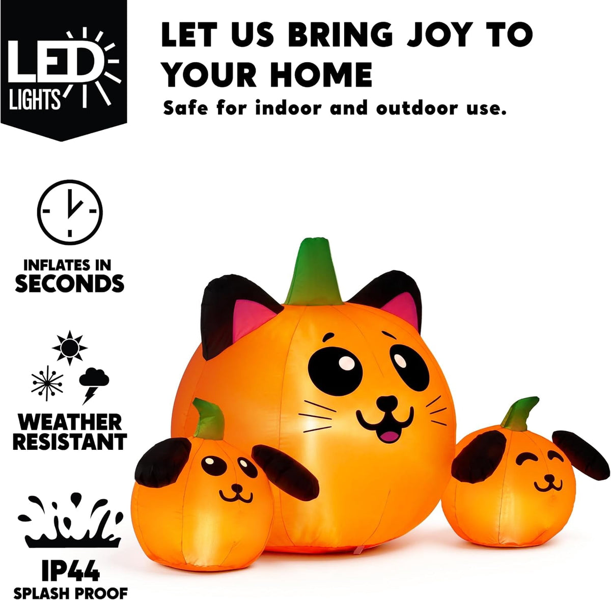 Joyfy 10 Ft Tall Halloween Inflatables Pumpkin,Giant Pumpki Blow Up Decor with Built-in LED Lights,Outdoor Decorations for Yard,Lawn,Garden