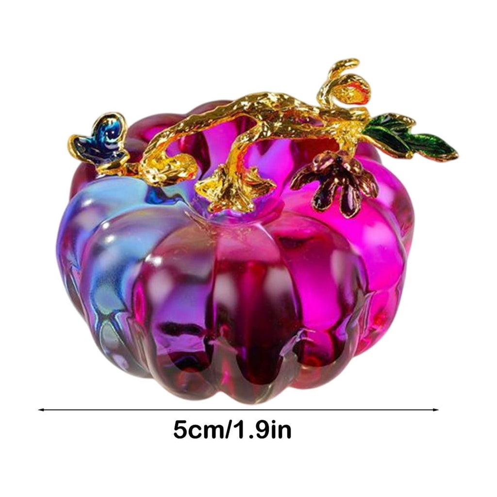 Crystal Pumpkin Figurine, Glass Pumpkin Sculpture Collectible Thanksgiving Decor, Desktop Decoration for Halloween Home Garden Party Decor, Blue