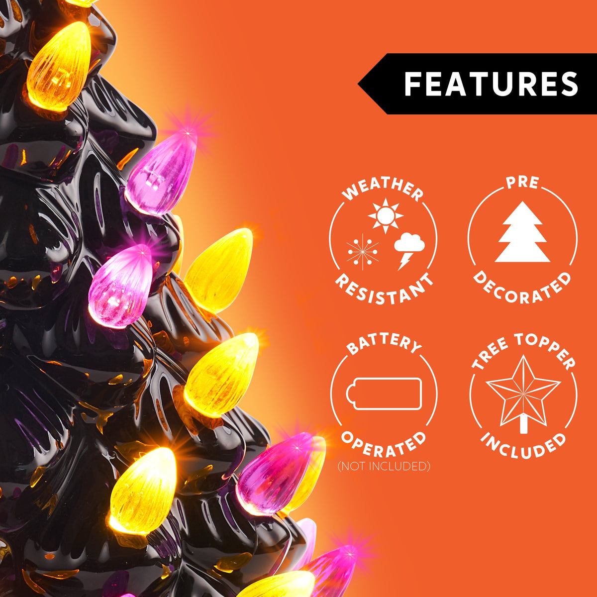 Joyfy 8.5 inch Halloween Decorations Ceramic Gnome Tree Decorations with Build-in LEDs,Light Up Pumpkin Table Decor Bedroom Indoor Centerpieces for Tables
