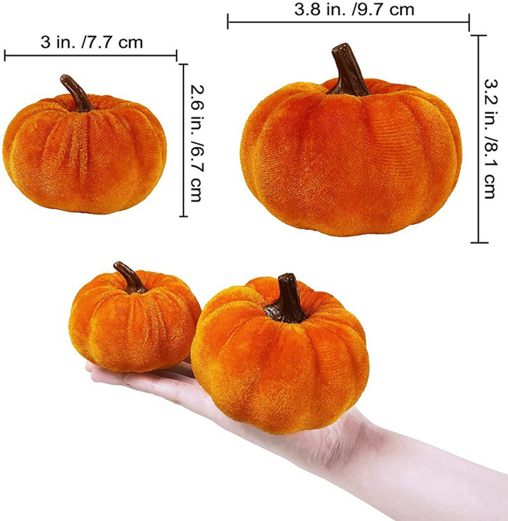 Bazyrey Velvet Pumpkins Fake Mini Pumpkin,Halloween Decor 12pcs Artificial Fake Velvet Pumpkins Decoration for Fall(Blue+White),Happy Halloween Thanks Giving Day Autumn Decorations