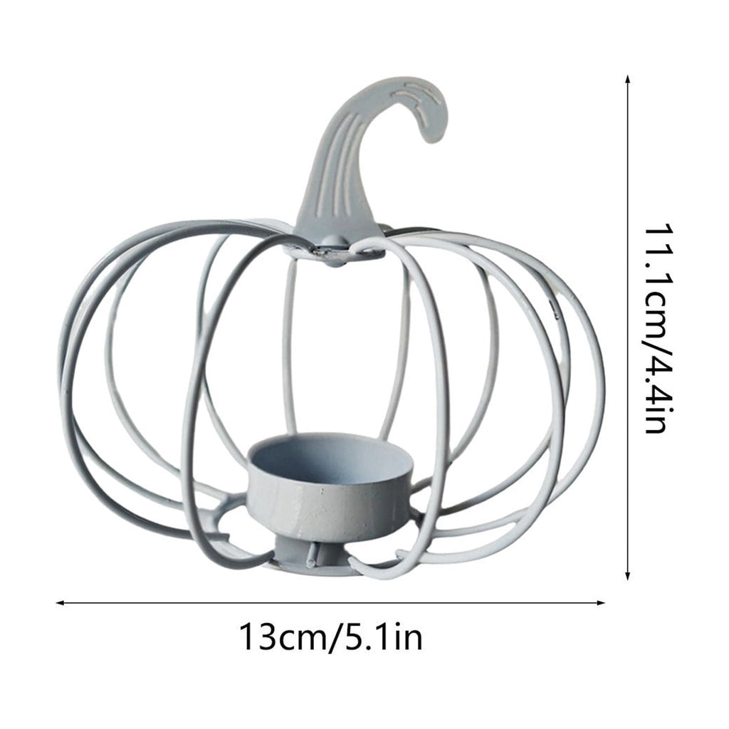 romoty Metal Wire Pumpkin Candle Holder, Vibrant Orange Iron Tealight Stand Tabletop Centerpiece Accent Halloween Thanksgiving Fall Harvest Dining Room Decoration