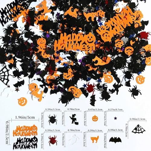 Halloween Confetti - Glitter Pumpkin Spider Webs Foil Metallic Sequins Trick or Treat Party Sprinkles Decorations, 60g