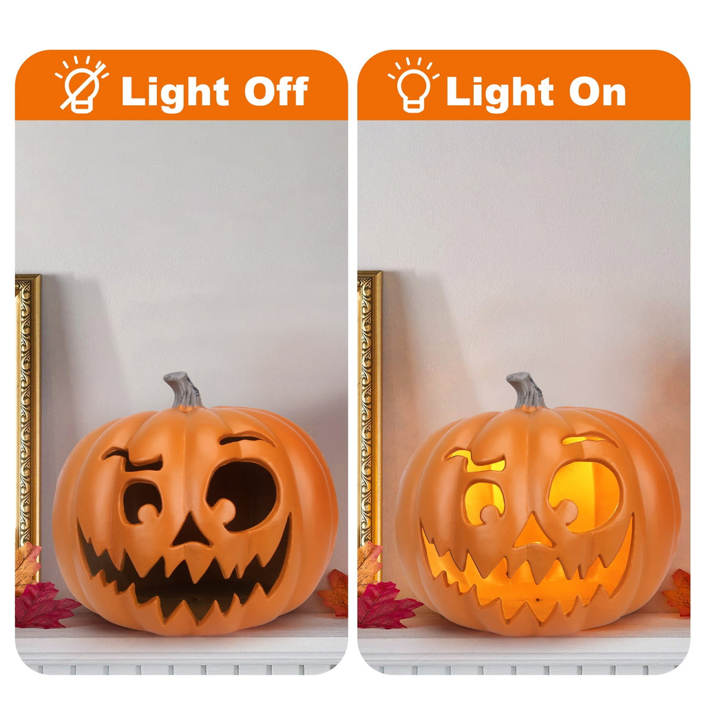 Gamexcel 3 Pack Light Up Jack O Lantern Pumpkins, 10/14/16 in Waterproof LED Halloween Decorations for Indoor Outdoor Porch Yard