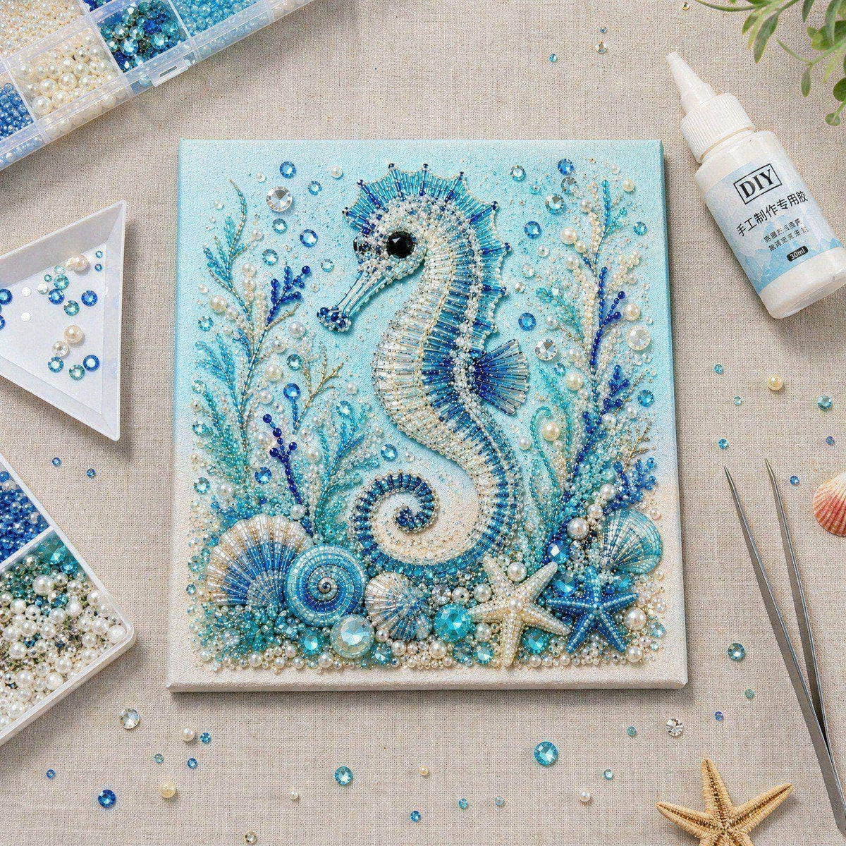 JWZZYD DIY Christmas Pearl Painting Art Kit with Frame, 9.8" Christmas Pearl Beads Art Craft Set, Gemstone Dots Beads for Holiday Christmas Wall Decor, Decoration Gift(Reindeer)