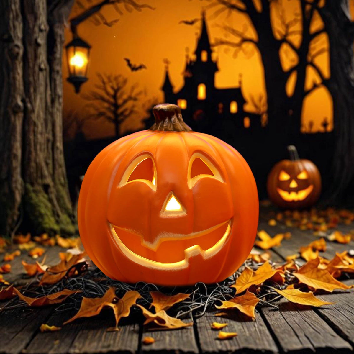 KMMYS Halloween Pumpkin Lantern, LED Light, Realistic Decoration, Versatile Halloween Prop, Perfect for Home Decor and Photography, Halloween Pumpkin Blow Molded Lantern