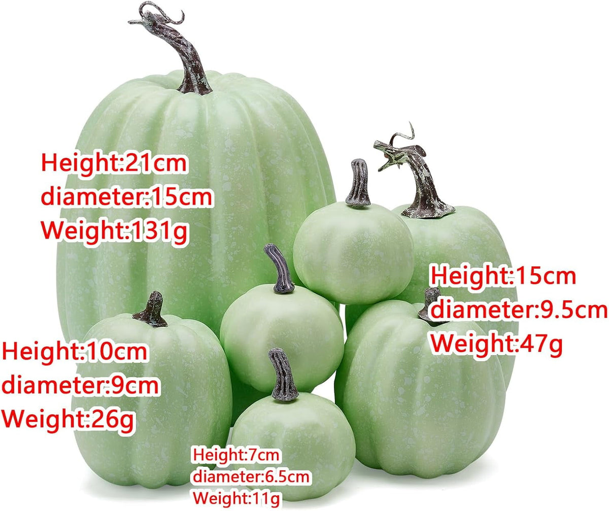 7Pcs Artificial Pumpkins Fall Decoration Assorted Faux Pumpkin Cute Foam Pumpkins for Home Outside Halloween Decorating