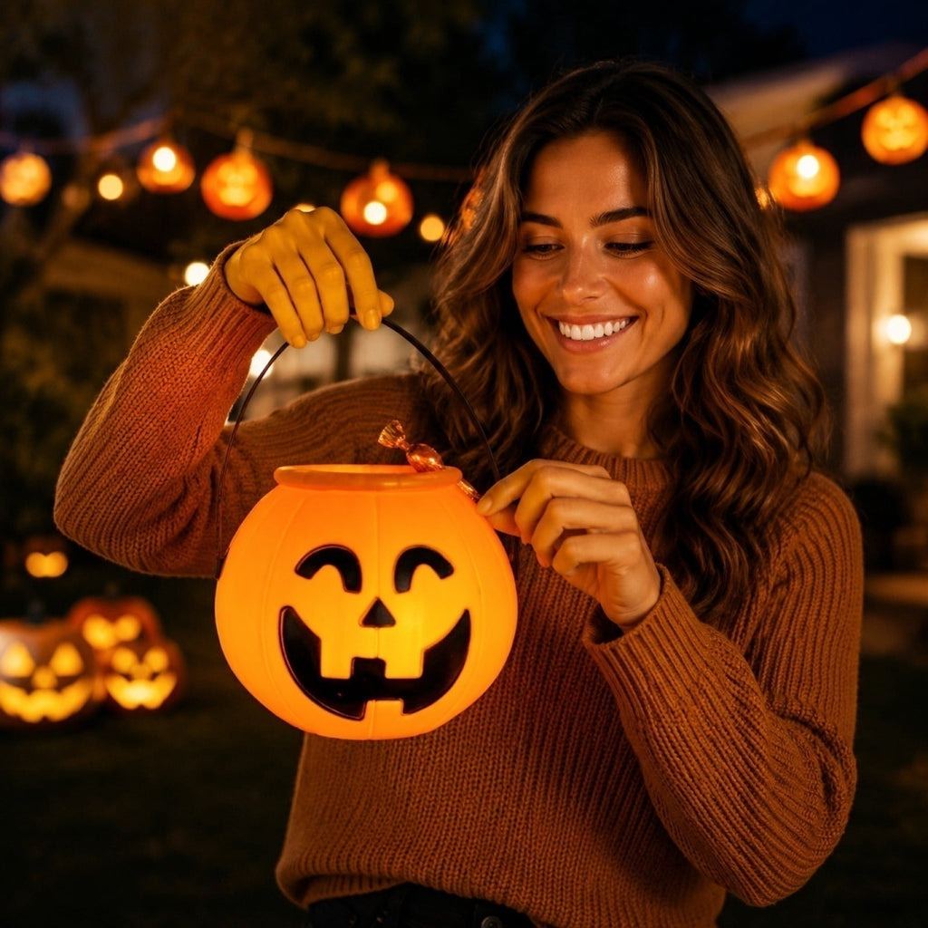 SCNOR Friendly Ghost Statue with Pumpkin Candy Bowl, 11.8 Inch Halloween Decoration for Outdoor Porch, Yard, Patio & Indoor