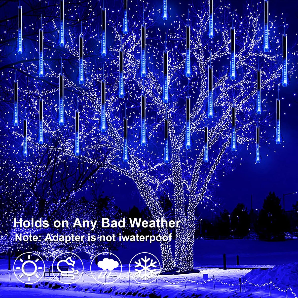 Scidweet Christmas String Lights, 20 inch 10 Tubes 540 LED Icicle Twinkle Meteor Shower Lights Outdoor for Christmas Halloween Holiday Party Home Decor, Blue
