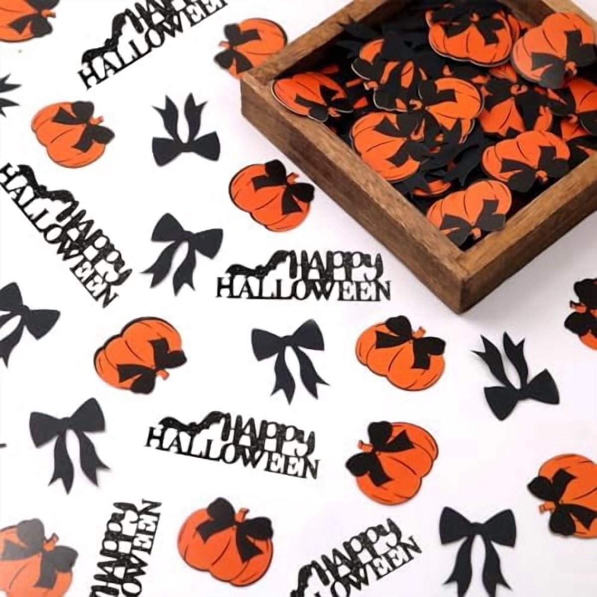 200 Piece Black Bow and Pumpkin Halloween Confetti
