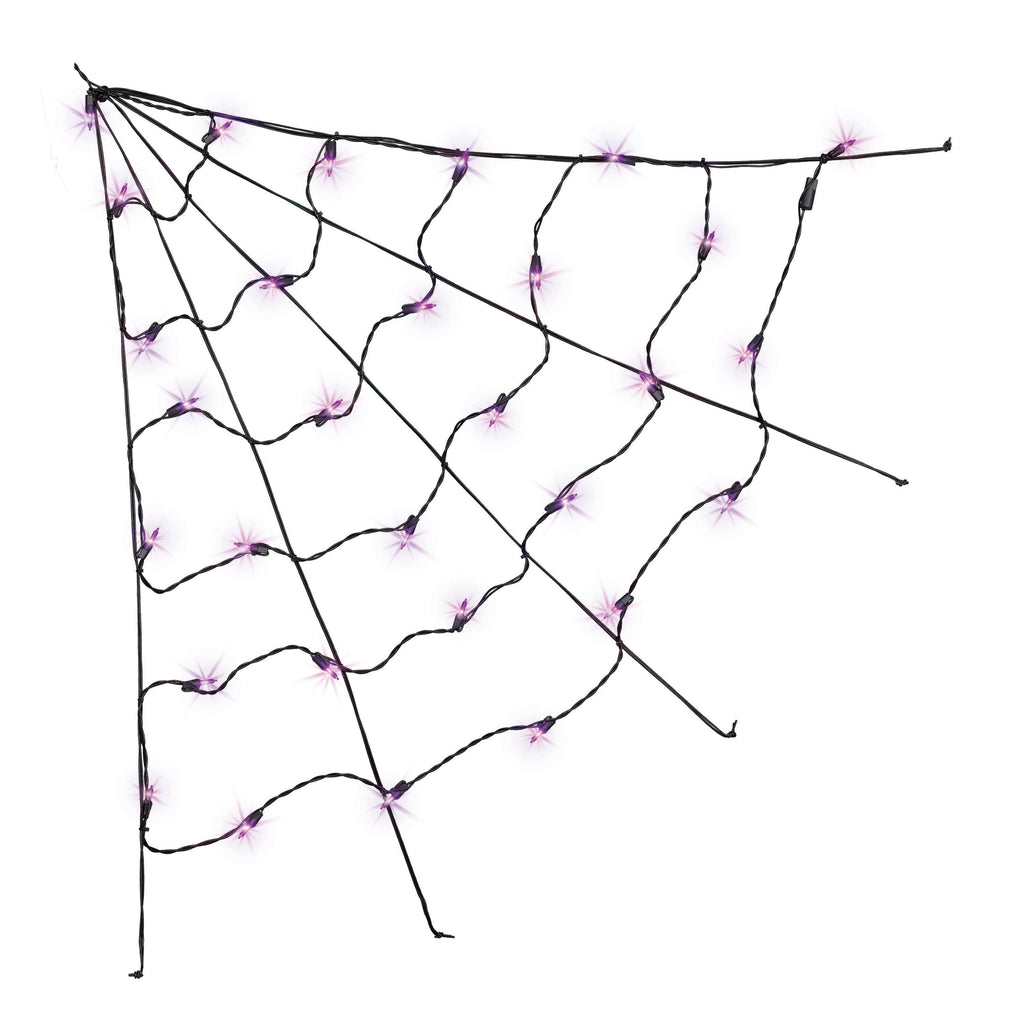 Indoor/Outdoor 30-Count LED Corner Web Lights, Purple, 30" x 30", Halloween by Way To Celebrate