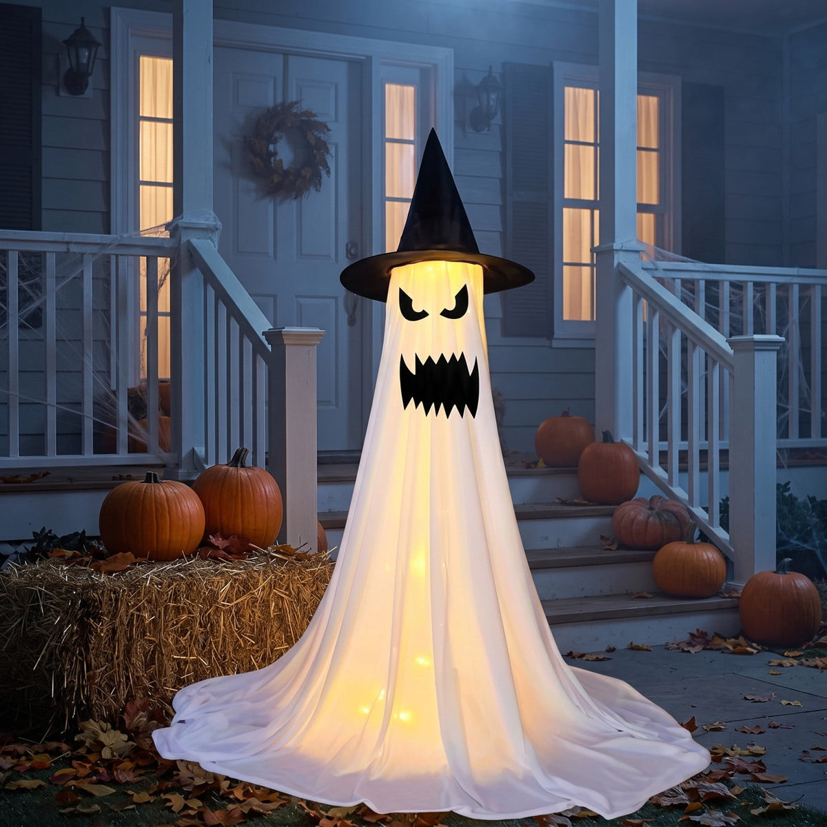 Halloween Ghost Candy Bowl Large Light Up Floor Stand with Remote Control for Halloween Party Treat Display and Trick Or Treat Setup