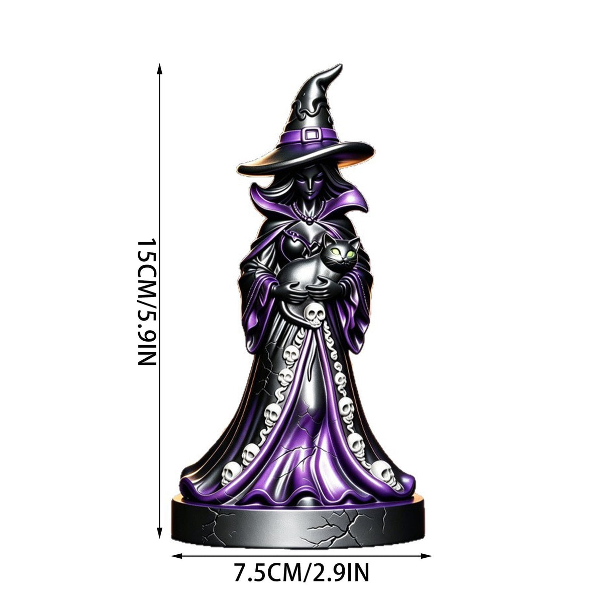 2026 New Halloween Mossy Tree Witch With Crow Light Up 7" Resin Figurine Rave Mantel Shelf Party Decorations
