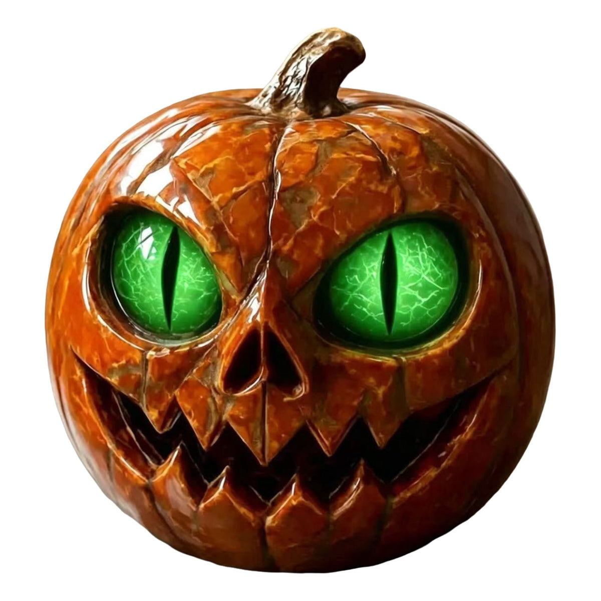 Halloween Scary Jack O Lantern Pumpkin Statue with Color Changing LED Eyes Spooky Tabletop Yard Decor Prop