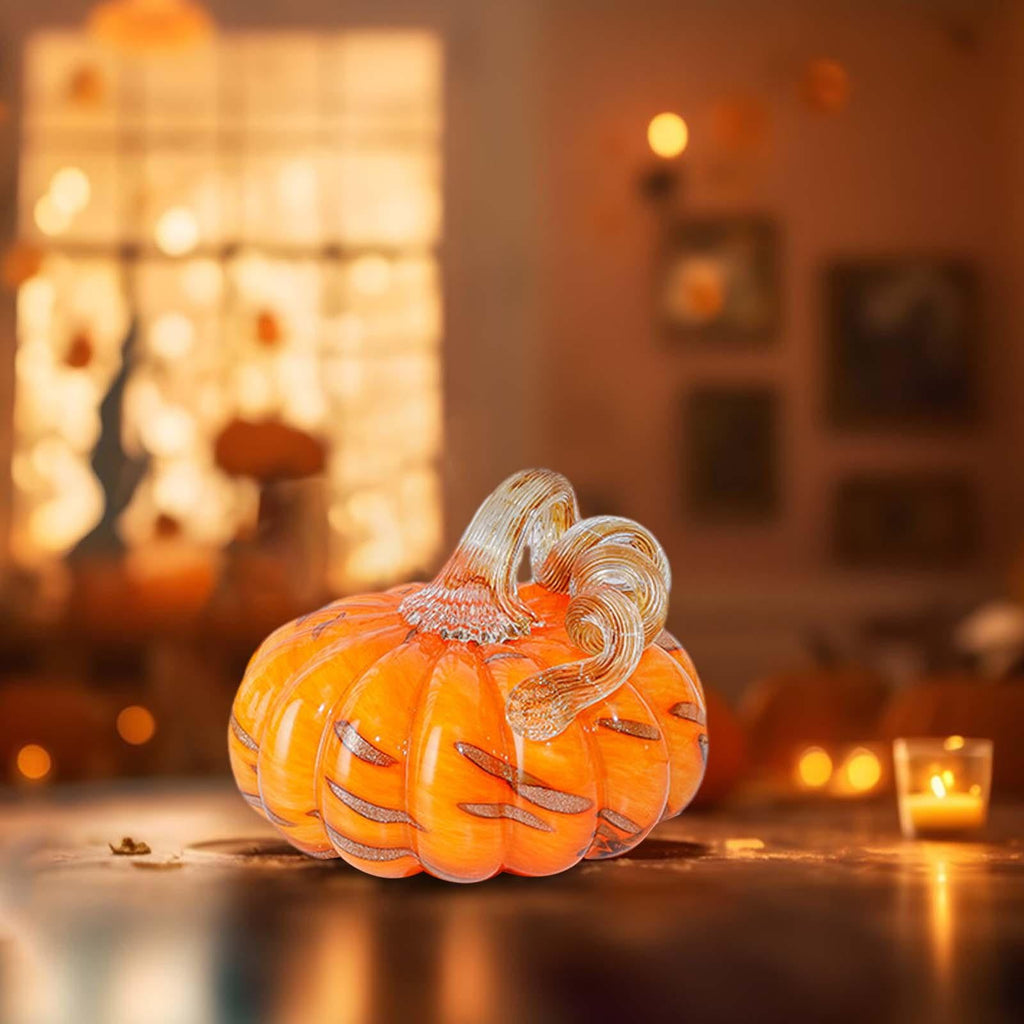 Glass Pumpkin Decoration Artwork Pumpkin Ornament for Halloween Bedroom Home S S