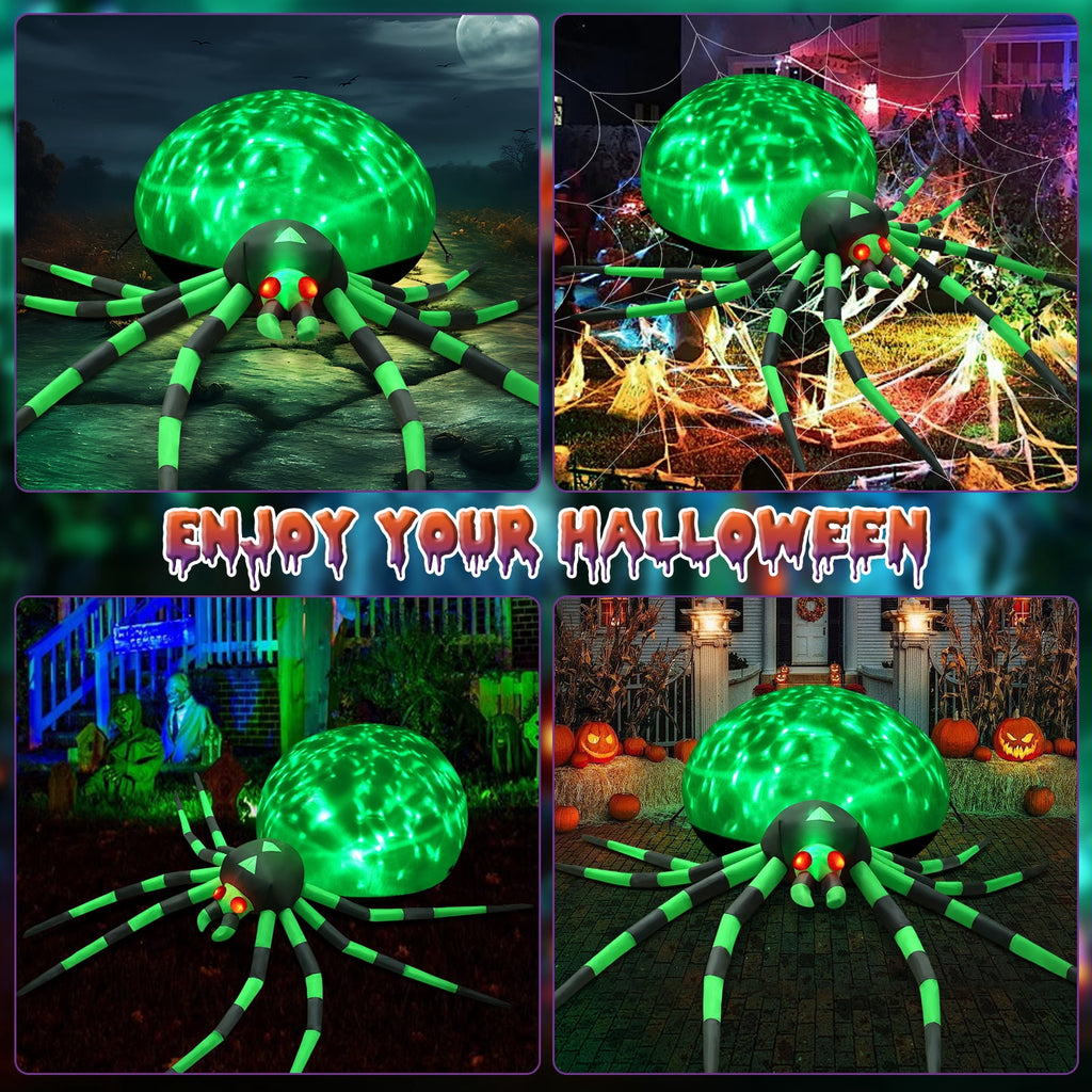 Yexmas 8FT Halloween Inflatables Outdoor Decorations Giant Spider Decorations with LED Lights and Air Pump Blow up Inflatable, Purple