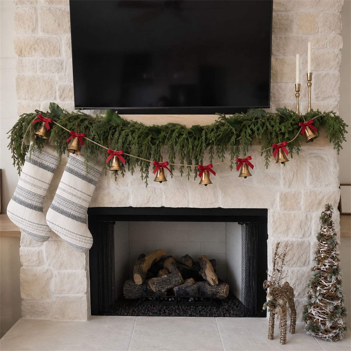 Spring Artificial Flowers Garland, 70 inch Fake Eucalyptus Vine Cherrys Blossoms Hanging Garland Rattan for Mantle Fireplace Wedding Indoor Outdoor Home Decor
