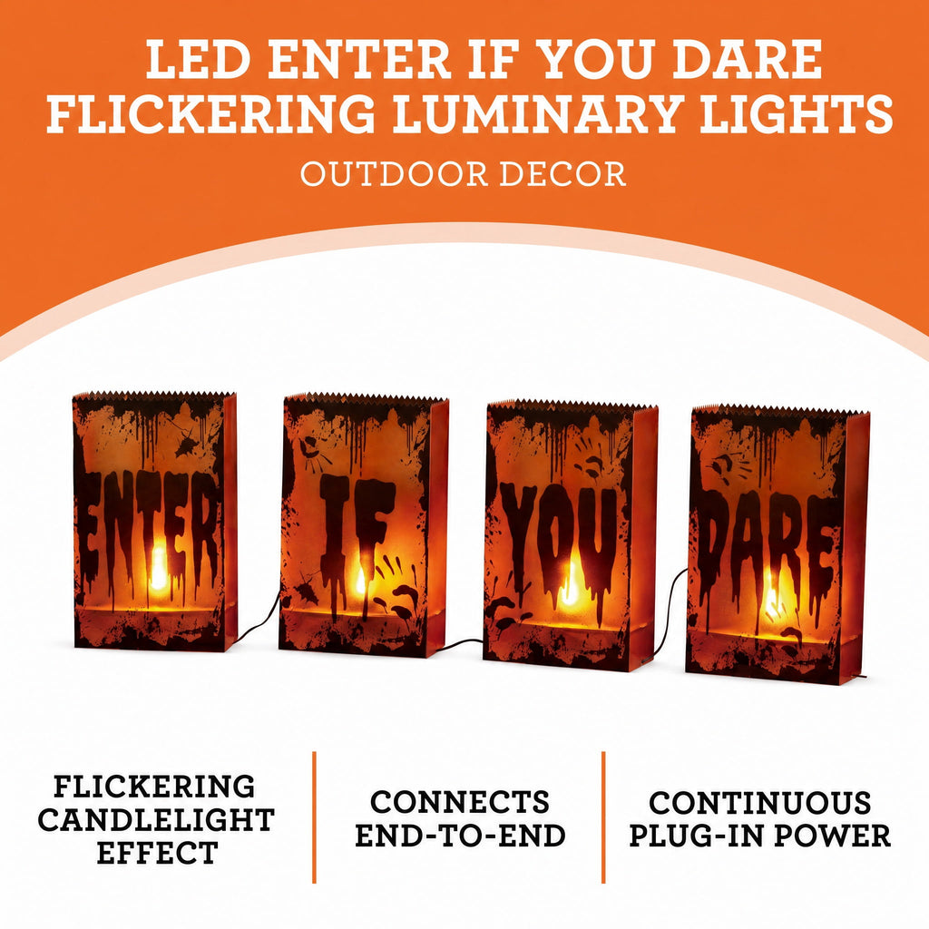Indoor/Outdoor LED Enter if You Dare Flickering Luminary Lights, Orange, 4.5', Halloween by Way To Celebrate