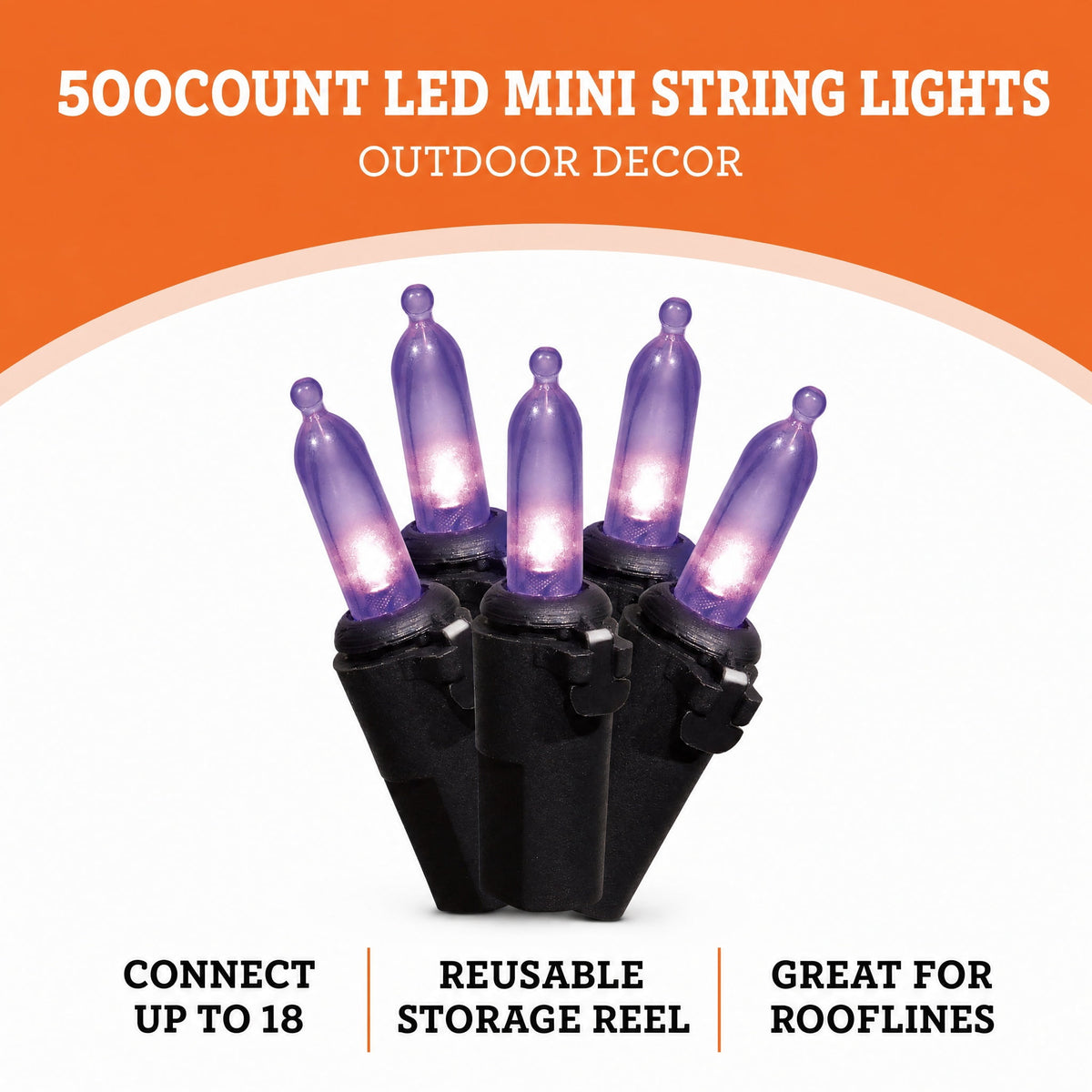 Indoor/Outdoor 500-Count LED Mini String Lights, Orange, 98.5', Halloween by Way To Celebrate
