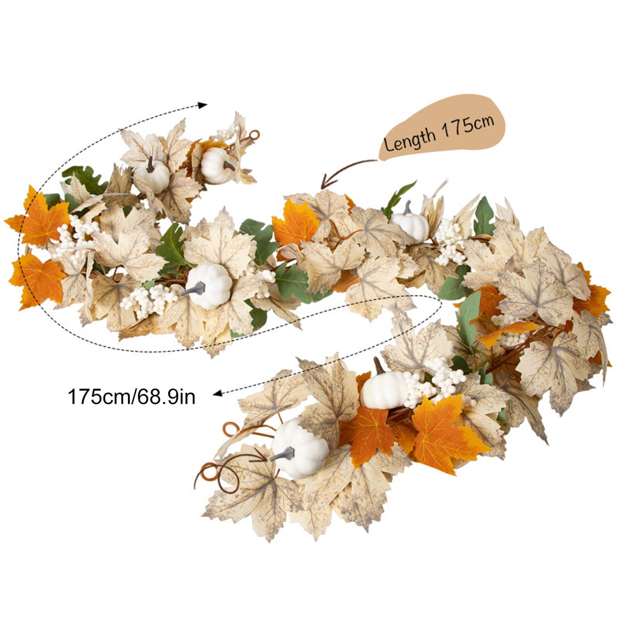 Fall Halloween Decoration for Home Indoor Outdoor Clearance Under $5.00!Artificial Maple Leaf Vines Home Decor Faux Flowers Simulated Pumpkins Artificial Maple Leaves For Thanksgiving Festival