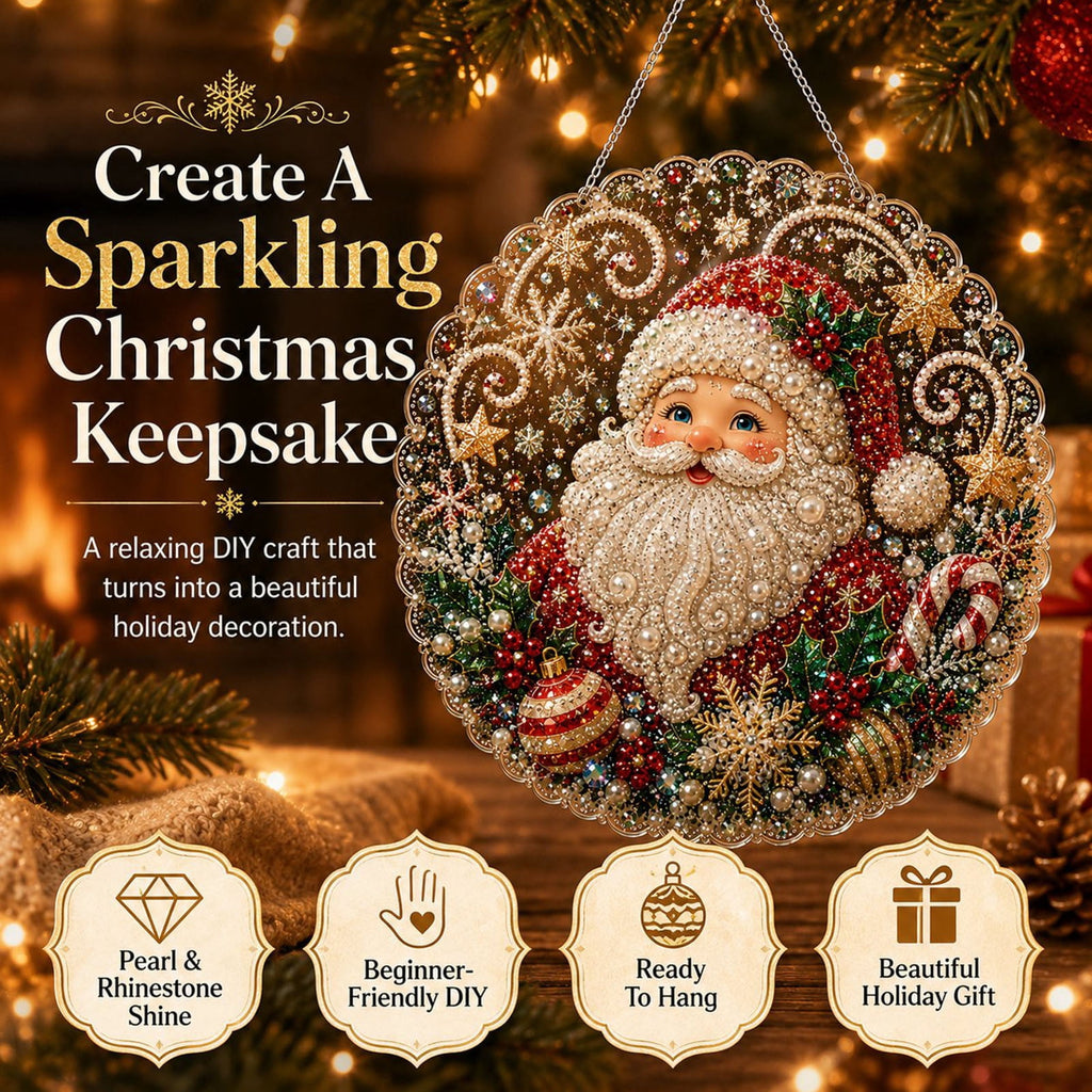 JWZZYD DIY Christmas Pearl Painting Art Kit with Frame, 9.8" Christmas Pearl Beads Art Craft Set, Gemstone Dots Beads for Holiday Christmas Wall Decor, Decoration Gift(Reindeer)