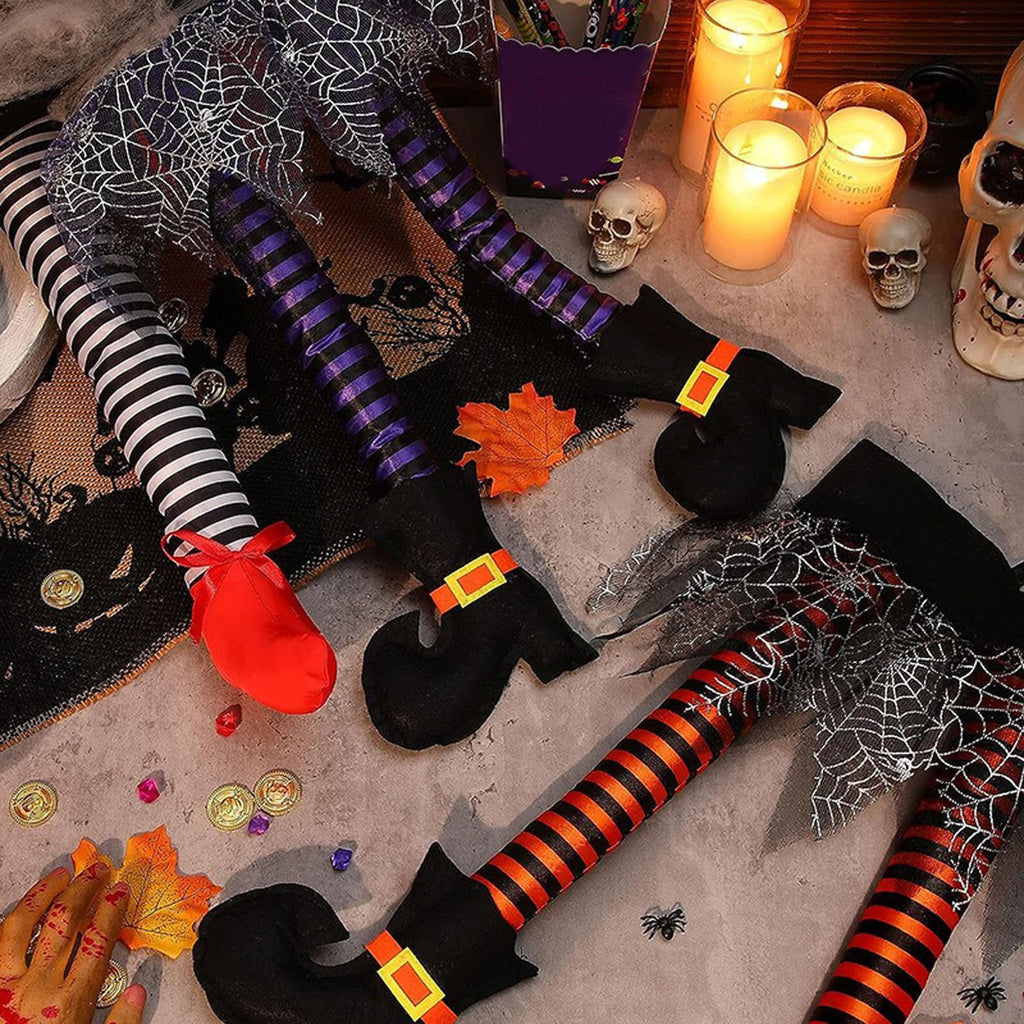 Fnochy Halloween Witch'S Legs For Wreath Plush Stuffed Witch Legs With Shoes Sticking Out Of Window Door Car Auto Trunk Outdoor Wicked Novelty Hanging Witch Legs Car Trunk Yard Decorations Clearance