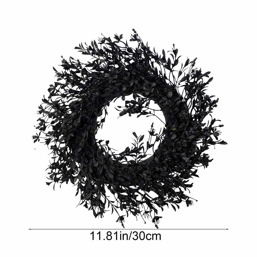 Halloween Black Garland with LED Lights 70.87 Inch Gothic Foliage for Mantel Stair Halloween Party Home Indoor Decor