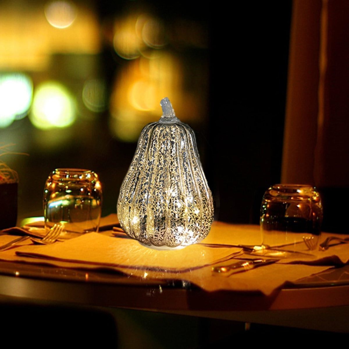 Fnochy Glass Pumpkin Light , With Fairy Lights Inside, Battery Operated LED Pumpkin Lamp, Ideal For Halloween Fall Decor, Thanksgiving Rustic Decor, Xmas Decor Clearance