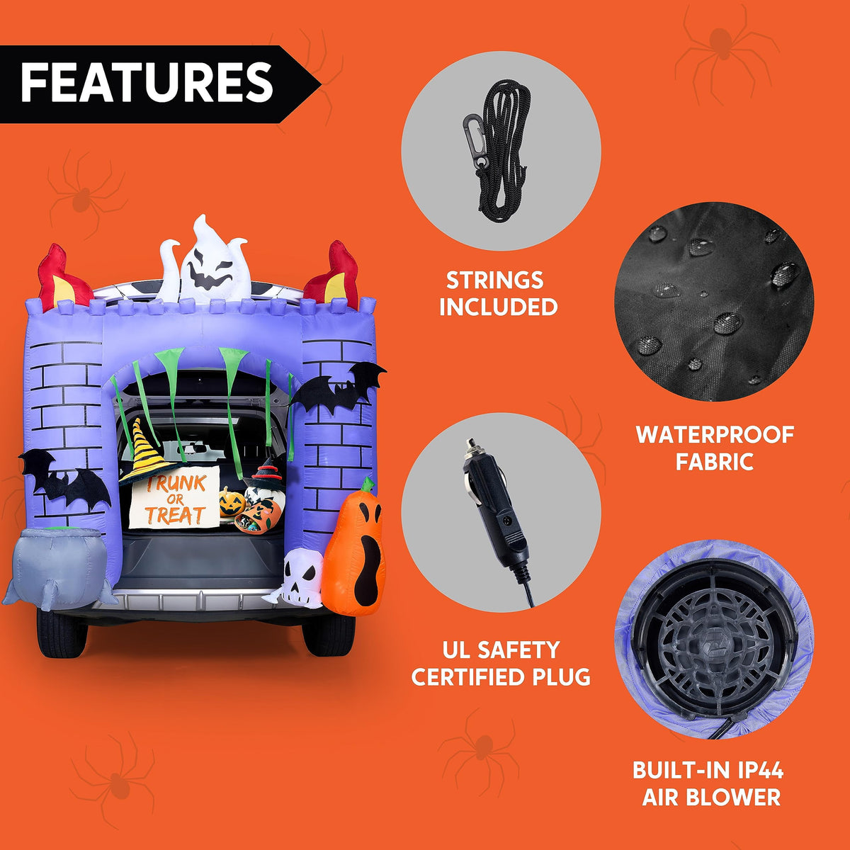 Joyfy 5 FT Halloween Inflatable Ghost Decoration with Colorful LEDs,Trunk or Treat Car Decorations Kit Ghost Trio with Built-in LED Light for Halloween Party Indoor,Outdoor,Yard,Garden Decor