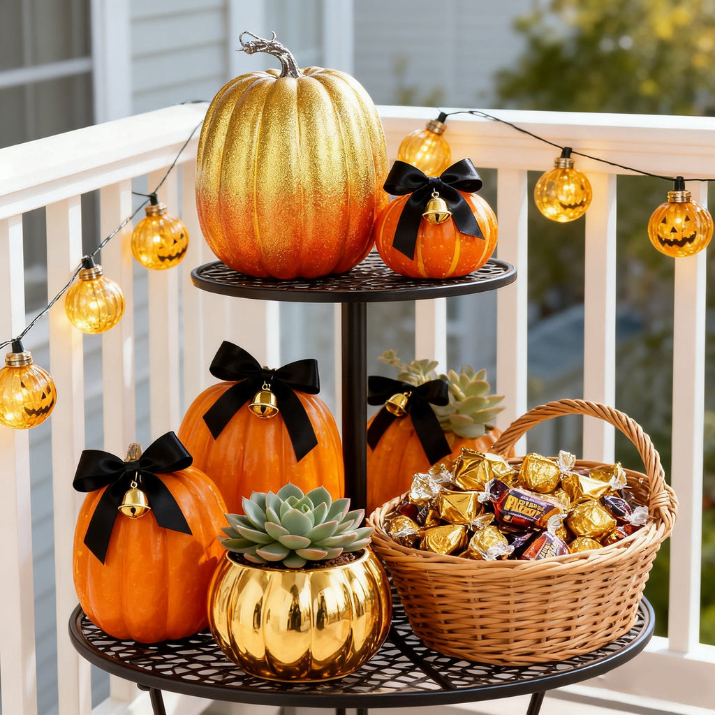 YOYTOO 7 Pcs Artificial Fake Pumpkins Fall Decoration, 4 Sizes, DIY Foam Pumpkins for Halloween Autumn Harvest Thanksgiving Table top House Dining Table Party Decoration (Orange)