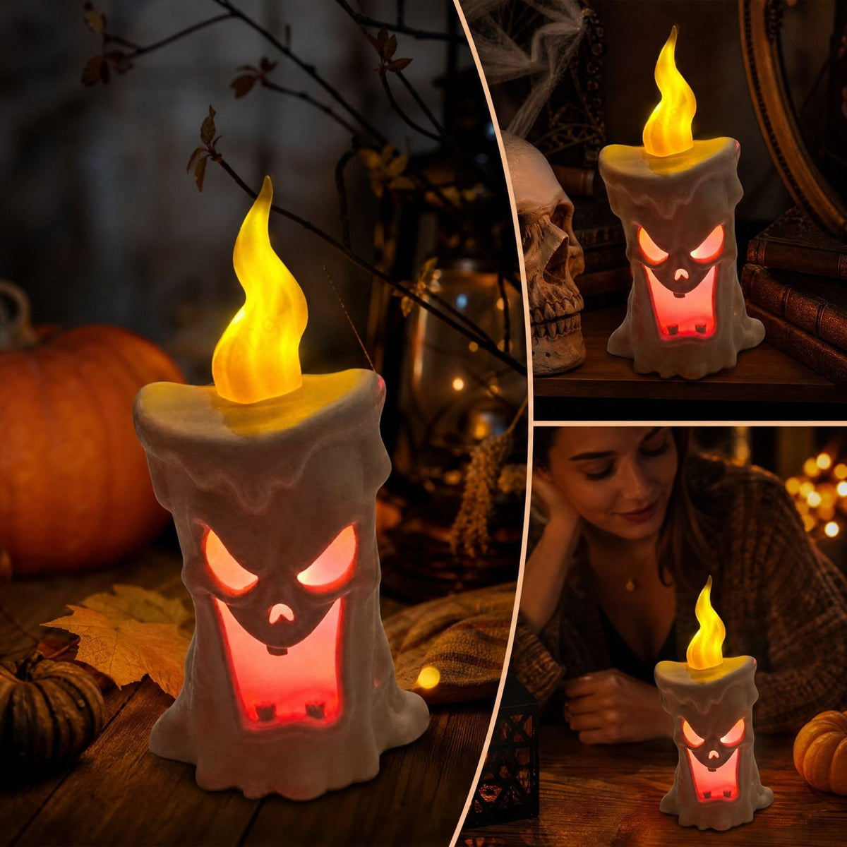 Halloween Pumpkin Night Light With Witch Hat Acrylic LED Tabletop Ornament, Spooky Glowing Figurine for Home Party Bedroom Holiday Decoration