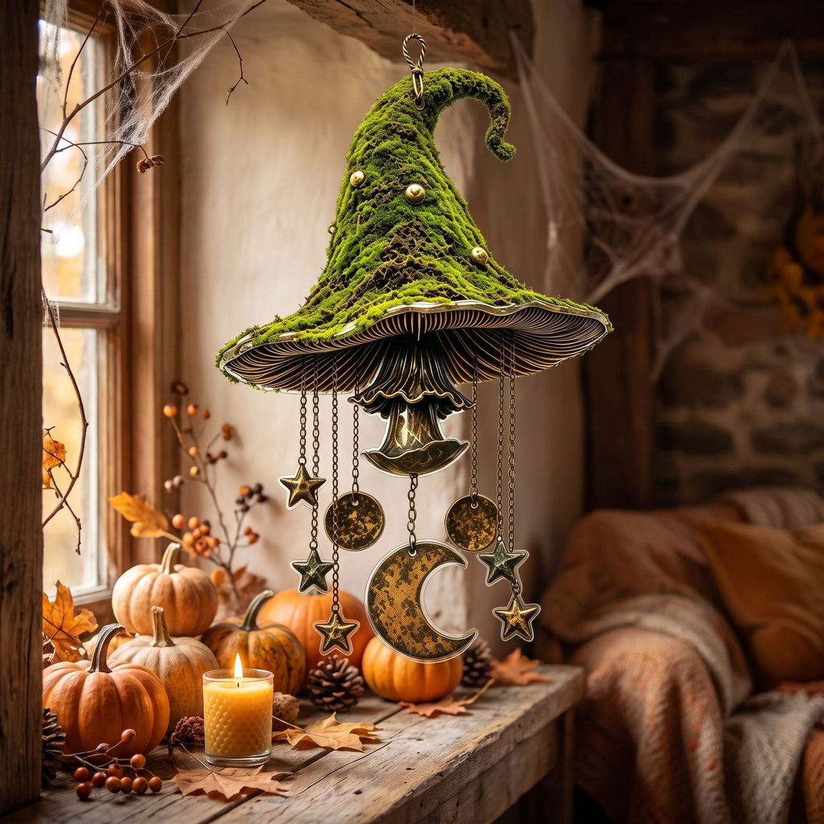Stijggn Witch Hat Lights Halloween Glowing Lights, Waterproof Hanging Witch Hat Decorations, Warm Light Festival Ornaments for Indoor Outdoor Yard Garden Party Halloween Decor