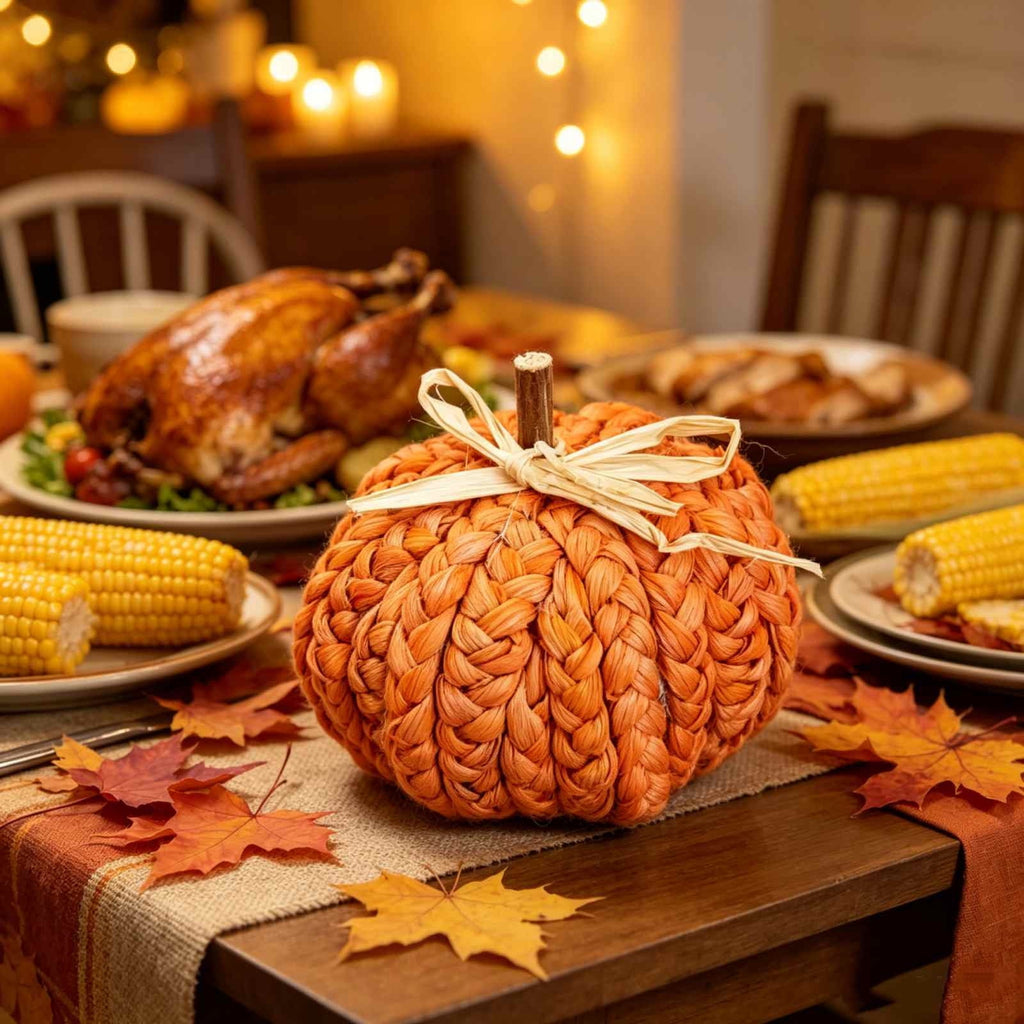 Pumpkin Fall Decor, Woven Wicker Pumpkins for Home, Farmhouse Style,Halloween Autumn Thanksgiving Decorations, Fall Centerpieces for Table Porch Mantel Indoor