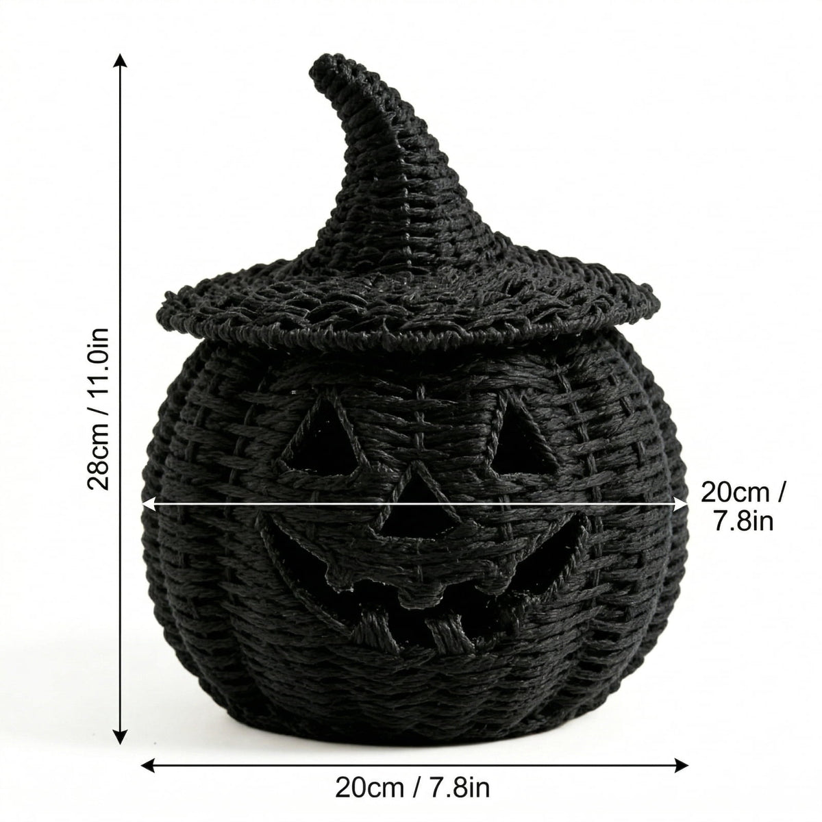 Handwoven Pumpkin Lantern, Rustic Vintage Halloween Decor, 28cm Woven Pumpkin Lantern Without LED Candle Light, Pumpkin Ornament for Mantel Doorstep Halloween Party Decorations