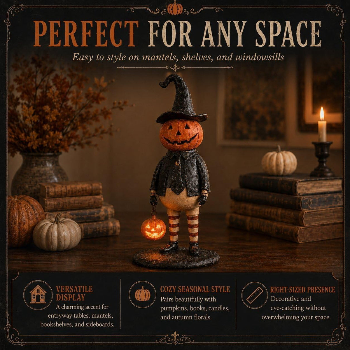 Fuebueo Halloween Witch Hat Lamp 11.81 Inch, Stained Glass Tiffany Style Table Lamp for Bedroom Nightstand, Gothic Witchy Halloween Decorations for Home Living Room