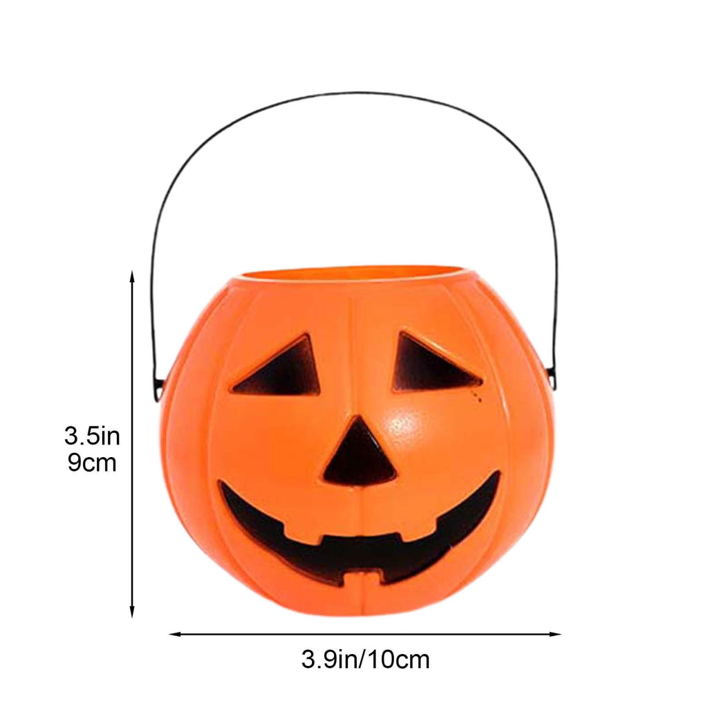 Kumdkd Halloween Pumpkin Bucket for Kids - Plastic Trick or Treat Candy Pail with Handle, Party Decor