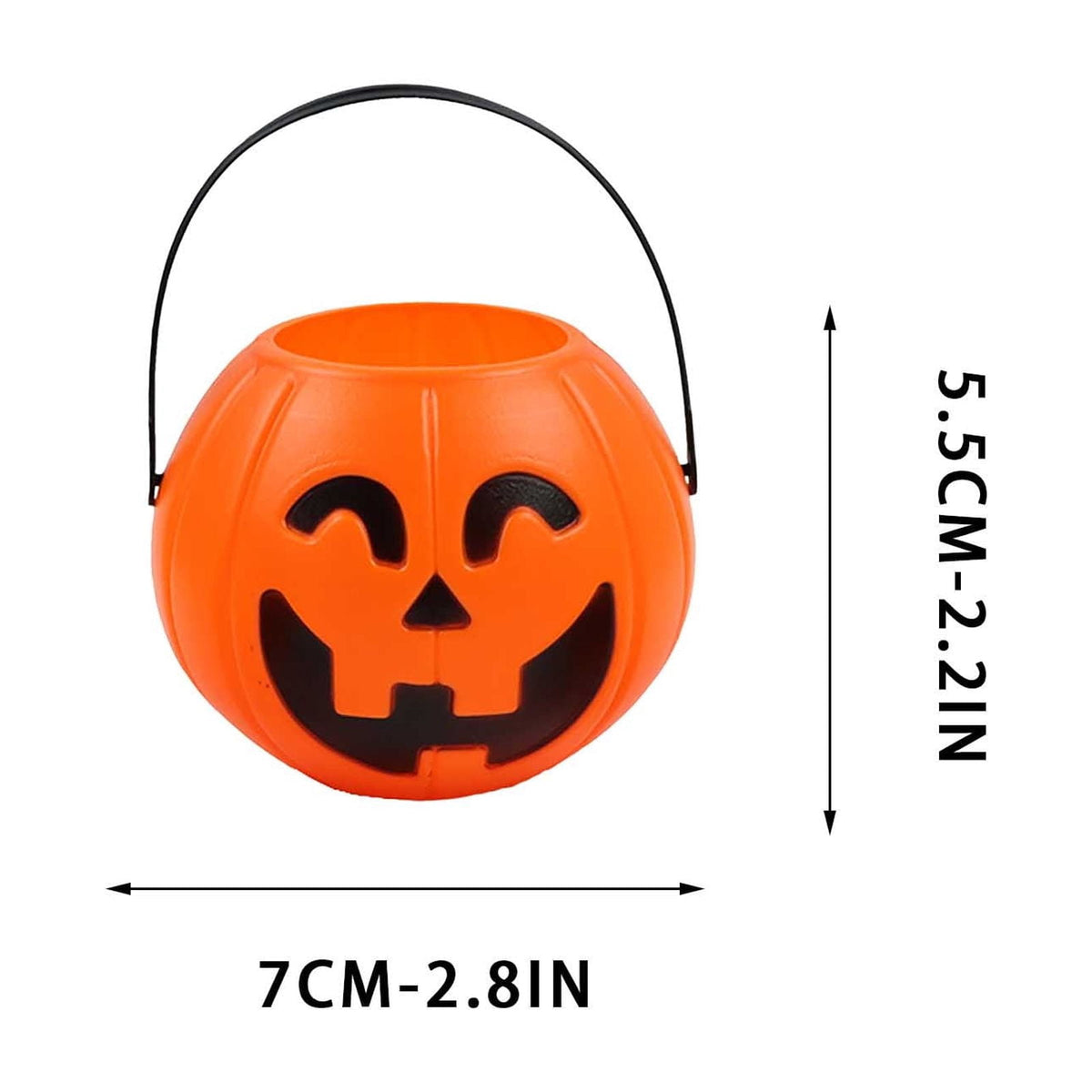 Kumdkd Halloween Pumpkin Bucket for Kids - Plastic Trick or Treat Candy Pail with Handle, Party Decor