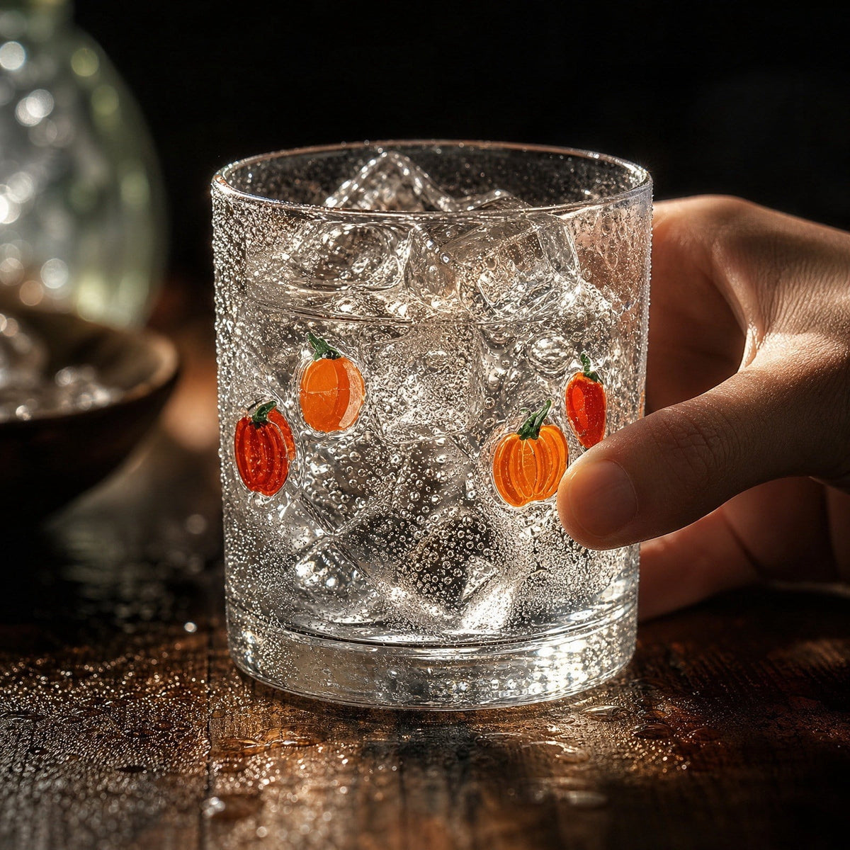 Qocolcyl Halloween Icon Glass Cups- 350ml Pumpkin Black Cat Bat Ghost Stemless Wine Glasses Old Fashioned Icon Hand Blown Drinking Cups for Party Supplies&Gift